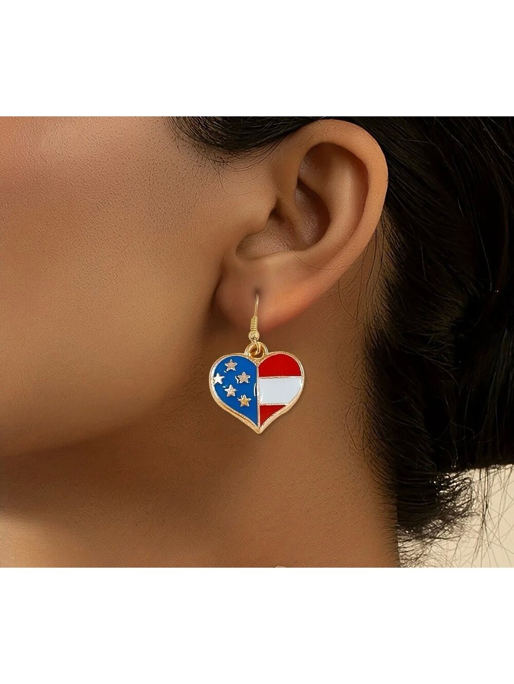 New - Vintage Style - Patriotic Stars and Stripes 
Dangle Drop Earrings